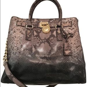 Michael Kors Large Hamilton Ombré Python-Print Tote Dark Sand